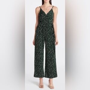 Women's Green Floral Wide-Leg Pants